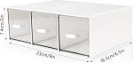 Desk Organizer-3 Tier Stackable Storage Drawers with 6 Compartments White Stackable Drawers Great for Desk Storage, Makeup Storage Bathroom Organization Accessories Etc (White) - Image 2